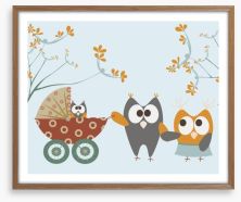 Autumn owl stroll Framed Art Print 26513143