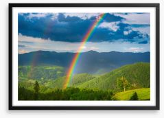 Double rainbow valley Framed Art Print 267726385