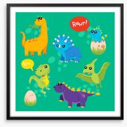 Baby dino garden Framed Art Print 267943962