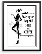 A smile and coffee Framed Art Print 274847801