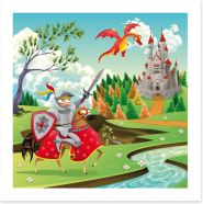 Knights and Dragons Art Print 28654551