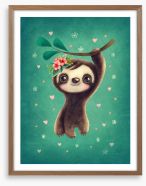 Sweet sloth swing Framed Art Print 293071330