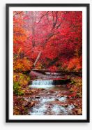 Scarlet forest falls Framed Art Print 293242967