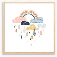 Rainbow raindrops Framed Art Print 297379821
