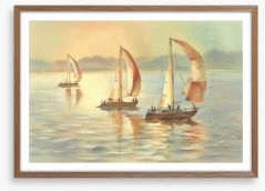 Golden evening yachts Framed Art Print 299330176