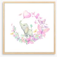 Baby elephant butterflies 2 Framed Art Print 300215846