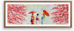 Kyoto spring geishas Framed Art Print 301307179