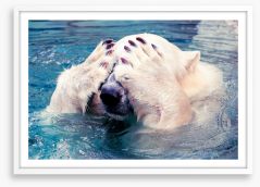 Polar bear peekaboo Framed Art Print 301709322