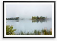 Misty lake morning Framed Art Print 302064216