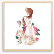 Princess and pets Framed Art Print 304035301