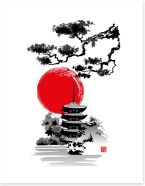 Rising sun pagoda Art Print 319596833