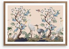 Heron garden chinoiserie Framed Art Print 320866072