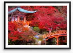 Red temple garden Framed Art Print 322529202