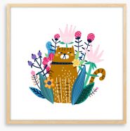 The garden cat Framed Art Print 360399770