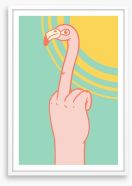 Finger flamingo Framed Art Print 361073191