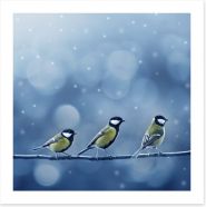 Titmouse birds in the snow Art Print 37426256