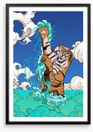 Ocean tiger Framed Art Print 375288208