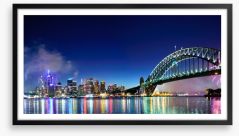 Sydney Harbour NYE fireworks panorama Framed Art Print 38296723