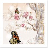 Peony branch and butterflies Art Print 39235001