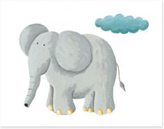 Elephant and rain cloud Art Print 39310251