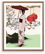 Geisha in the garden Framed Art Print 39483021