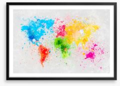 Rainbow splatter map Framed Art Print 39562974