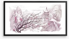 Temple in the mountains Framed Art Print 40159643