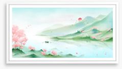 Spring lake sakura Framed Art Print 402951079