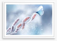 Butterfly in the snow Framed Art Print 405246995
