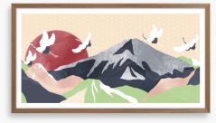 Green mountain flight Framed Art Print 407621428