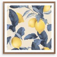 Lemony leaves Framed Art Print 408451442
