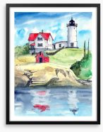 The lighthouse house Framed Art Print 410677096