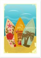 Retro Hawaiian surf Art Print 41072435
