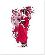 The geisha in red Art Print 42337594