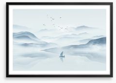 Sailing through winter Framed Art Print 428714102