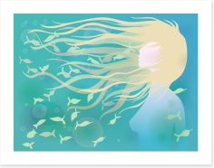 With fishes in her hair Art Print 43568759