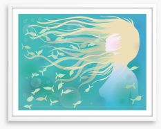 With fishes in her hair Framed Art Print 43568759