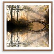 Old bridge in the misty park Framed Art Print 44630410
