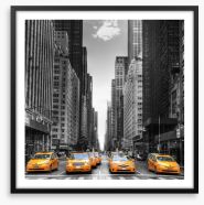 Yellow taxi avenue Framed Art Print 44846834