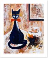 Chat noire avec un vase Art Print 45354206