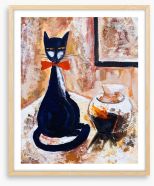 Chat noire avec un vase