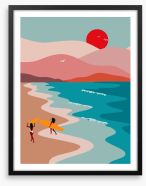 Setting sun surf Framed Art Print 457129005