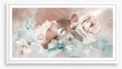 Peach rose trio Framed Art Print 459093612