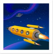Pencil rocket to outerspace Art Print 46534631