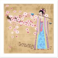 Flute and cherry blossom Art Print 47570457