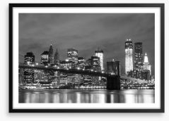 Brooklyn Bridge at night Framed Art Print 47820651