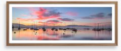 Sunrise and sailboats Framed Art Print 48100920