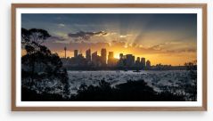 Spectacular sunset over Sydney city Framed Art Print 48619078