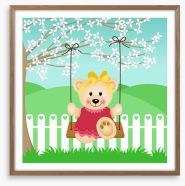Teddy bear swing Framed Art Print 48640639