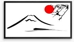 Mount Fuji under the big red sun Framed Art Print 48672733